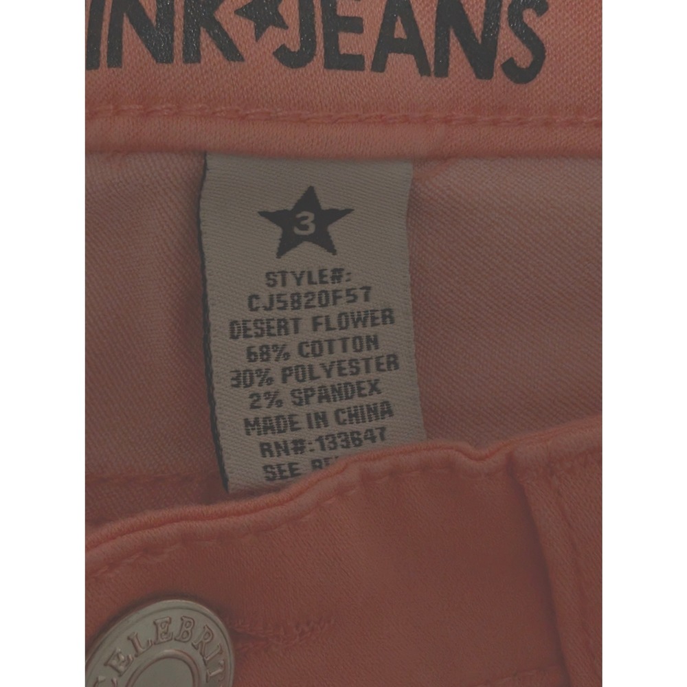 Celebrity Pink Jeans Low Rise Skinny Desert Flower Peach Colored Pants Size 3 - Picture 3 of 6